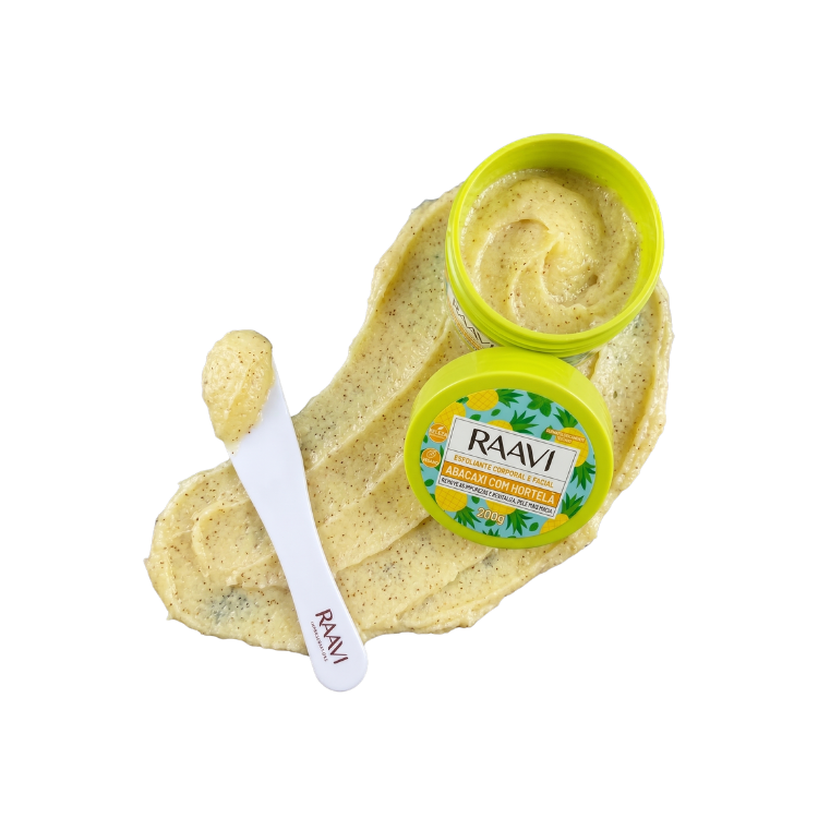 Esfoliante Corporal e Facial Abacaxi com Hortelã Raavi 200g
