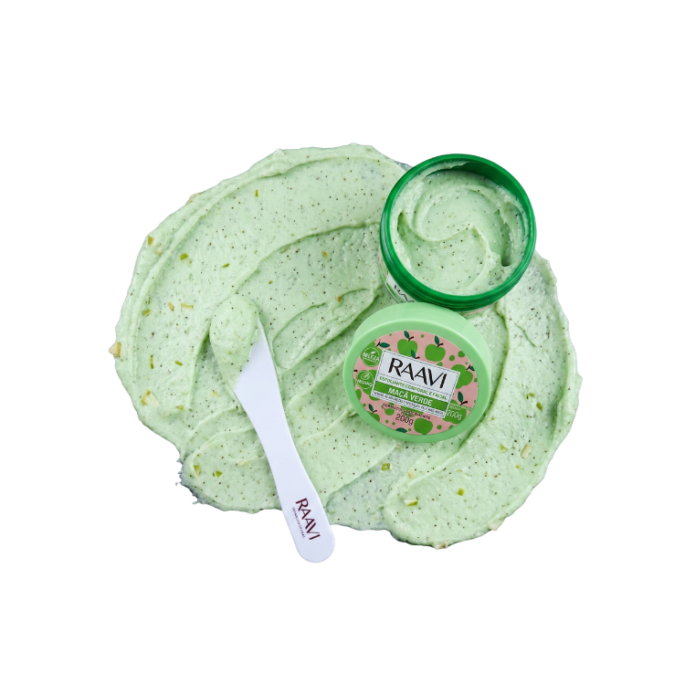 Esfoliante Corporal e Facial Maça Verde Raavi 200g