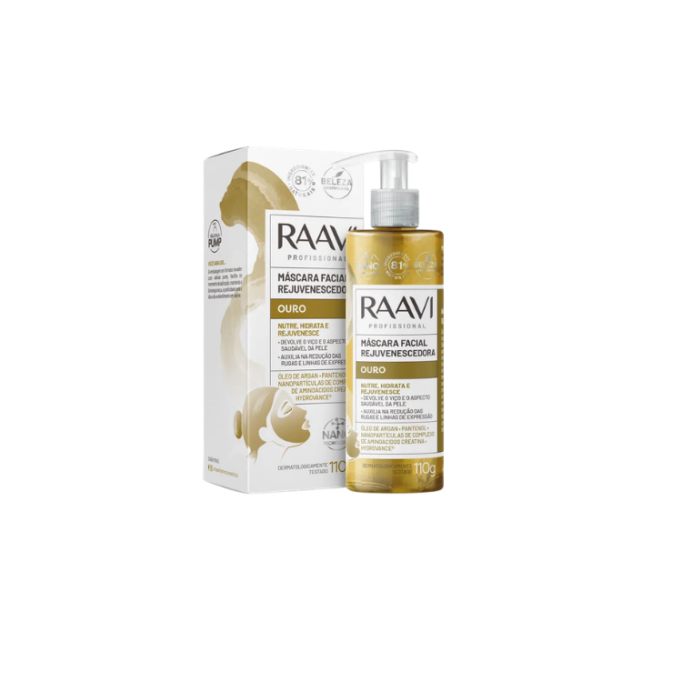 Máscara Facial Rejuvenescedora Ouro Raavi 110g